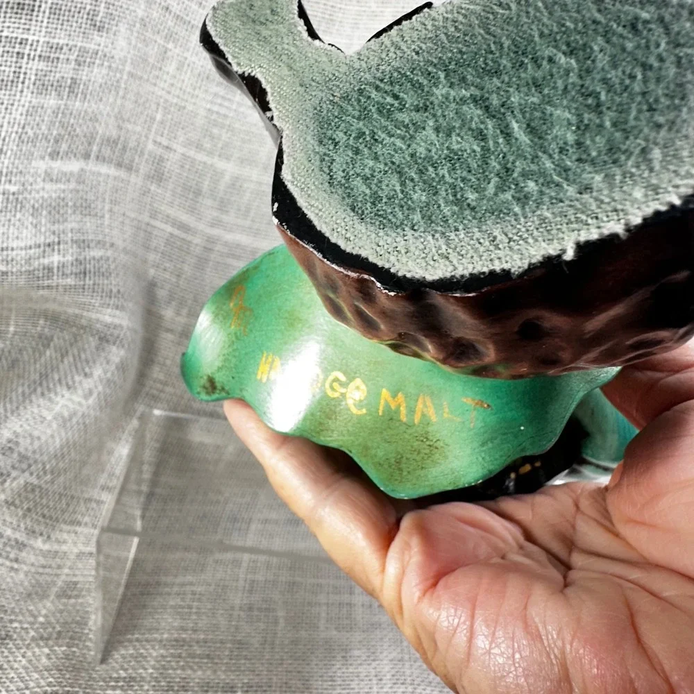 Vintage Hand Painted Leprechaun Figurine Irish Pot of Gold 8 Inch Germany Green